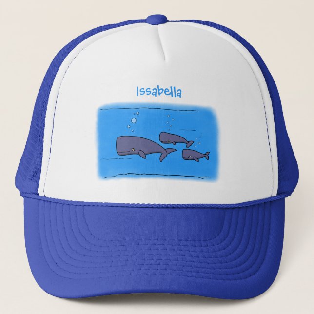 Casquette Illustration de mignonne migratrice de baleines à  (Devant)