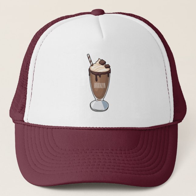 Casquette Illustration de milk-shake au chocolat (Devant)