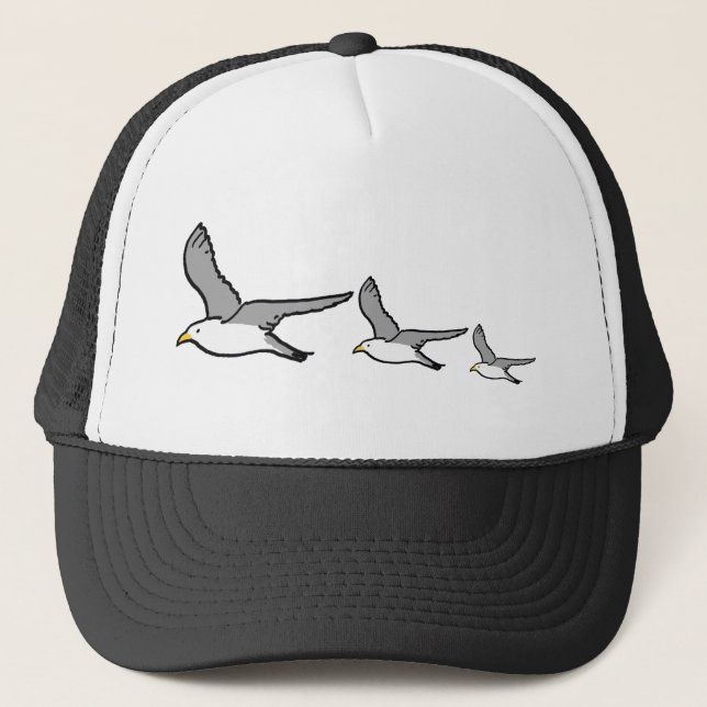Casquette Illustration de mouettes volantes sur un observate (Devant)