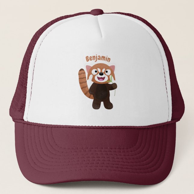 Casquette Illustration de panda rouge mignon (Devant)