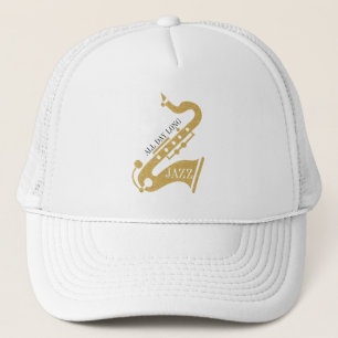 Casquette Illustration de saxophone avec paillettes dorées