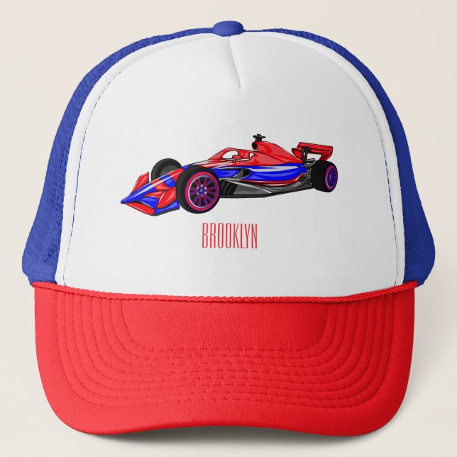 Casquette Illustration de voiture de course de dessin animé  (Devant)