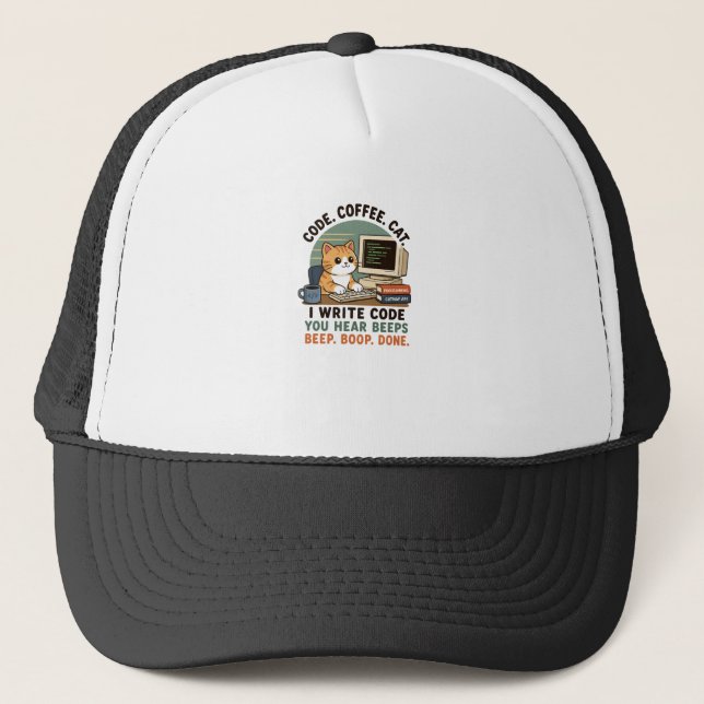 Casquette Illustration d'humour de programmeur de chat de ca (Devant)