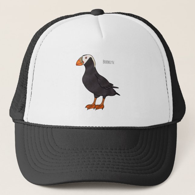 Casquette Illustration d'oiseau bouffon touffu (Devant)