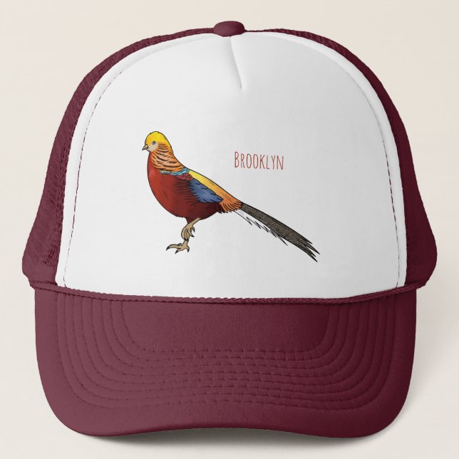 Casquette Illustration d'oiseau de faisan doré (Devant)