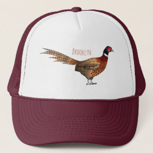 Casquette Illustration d'oiseau faisan à cou circulaire