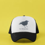Casquette Illustration d'oiseaux de Corneille Noire personna<br><div class="desc">Ajoutez un nom ou votre propre slogan pour créer un casquette personnalisé. Ce casquette présente une illustration de style réaliste d'un corbeau avec votre texte sous le graphique d'oiseau.</div>