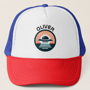 Casquette Illustration d'OVNI simple et moderne au coucher d