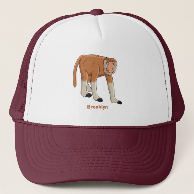 Casquette Illustration drôle de singe proboscis (Devant)