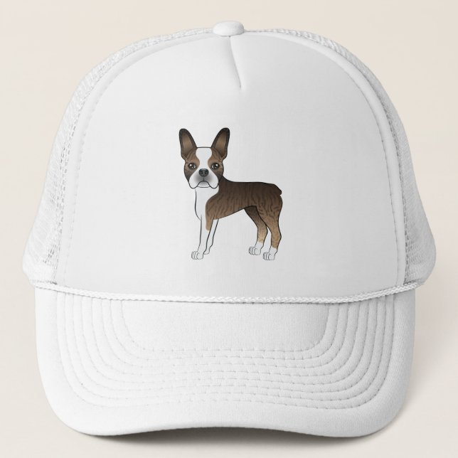 Casquette Illustration du chien de dessin de Brindle Boston  (Devant)