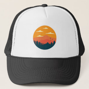 Casquette Illustration du coucher du soleil de montagne