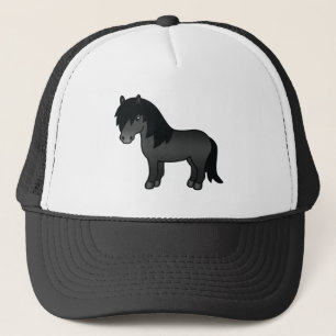 Casquette Illustration du dessin animé Black Shetland Pony C
