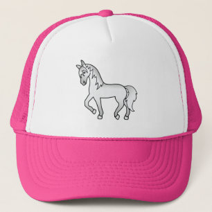 Casquette Illustration du dessin mignon Cheval Trotting Grey