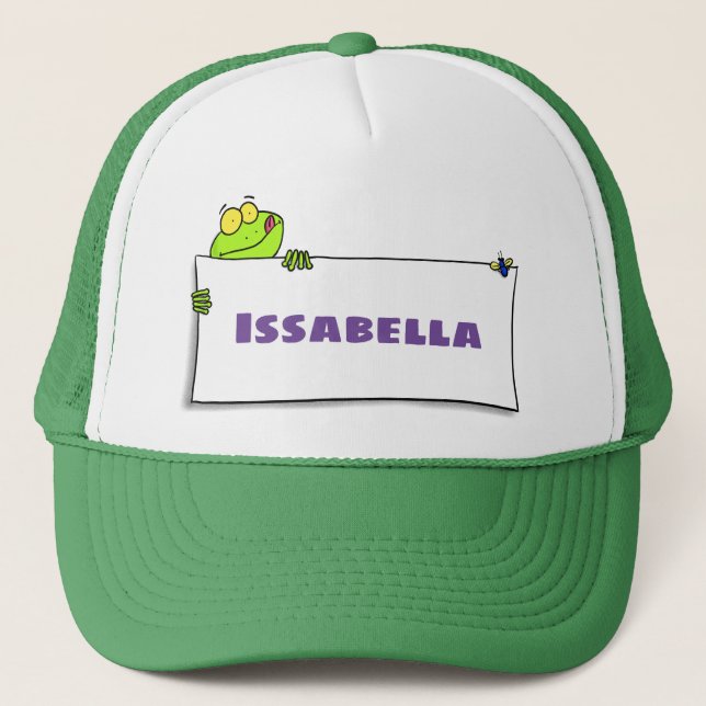 Casquette Illustration du panneau de grenouille verte mignon (Devant)