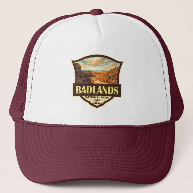Casquette Illustration du parc national Badlands Retro (Devant)
