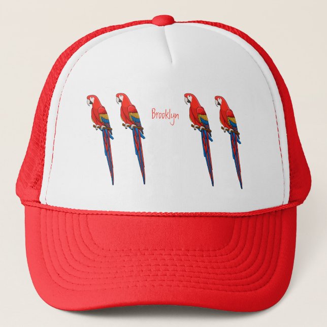 Casquette Illustration du perroquet de macaw Scarlet (Devant)