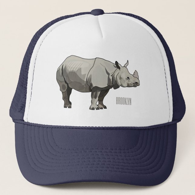 Casquette Illustration du rhinocéros de Javan (Devant)