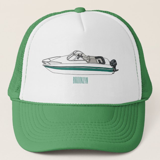 Casquette Illustration d'un bateau à moteur (Devant)