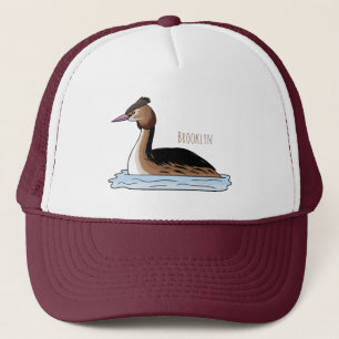 Casquette Illustration d'un grand oiseau de grèbe huppé