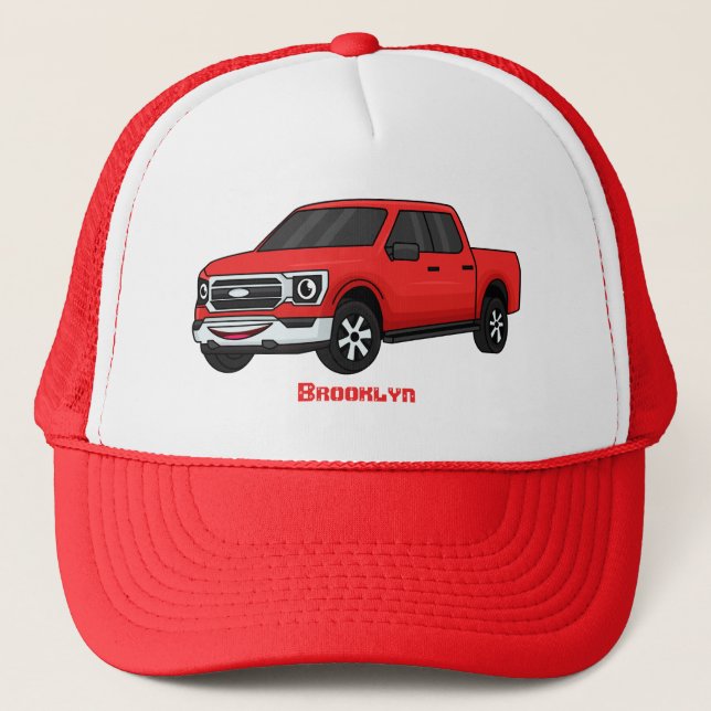 Casquette Illustration d'une camionnette rouge mou (Devant)