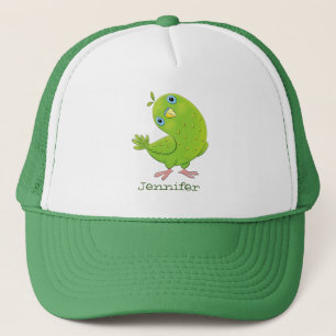Casquette Illustration d'une curieuse perruche verte