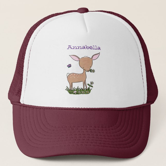 Casquette Illustration d'une jolie dessin de cerf de bébé he (Devant)