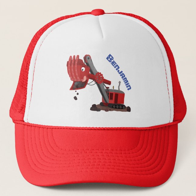 Casquette Illustration d'une pelle à vapeur rouge mou (Devant)
