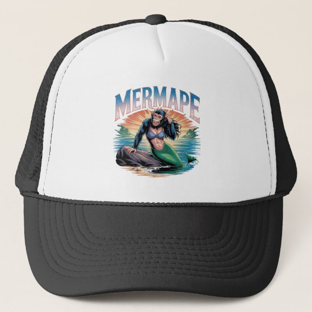 Casquette Illustration Mermape Combo Créature Drôle (Devant)