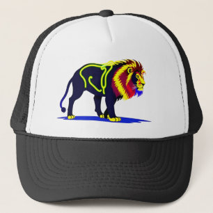 Casquette Illustration néon vive de lion avec magenta vibran