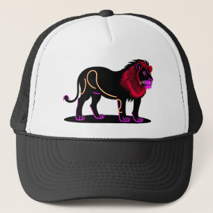 Casquette Illustration néon vive de lion avec magenta vibran
