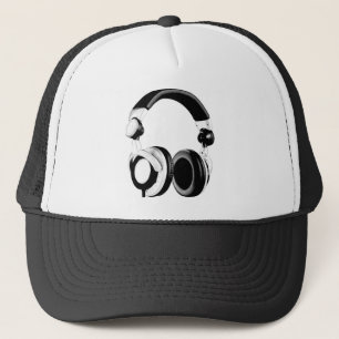 Casquette Illustration noire et blanche d'écouteur