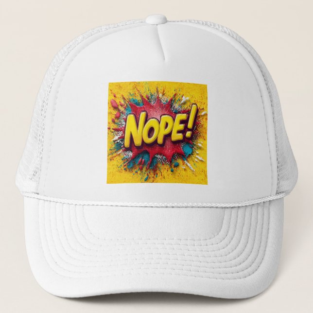 Casquette Illustration Pop Art avec un 'NON' jaune gras (Devant)