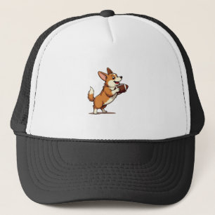 Casquette Illustration Rétro de Chien de Football Corgi Spor