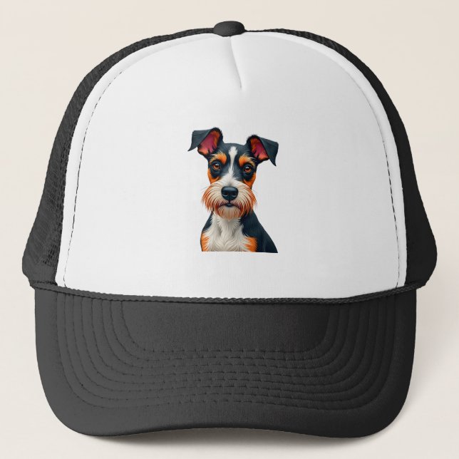 Casquette Illustration Rétro Portrait de Chien Coloré Vintag (Devant)