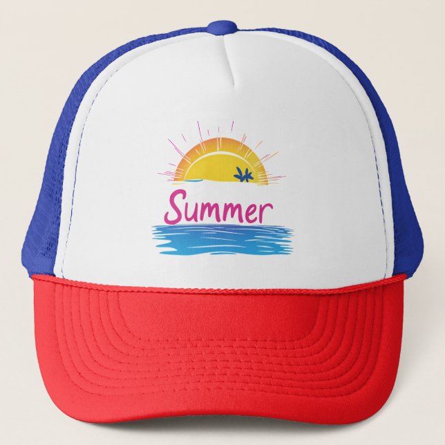 Casquette Illustration Sunset Summer Beach (Devant)