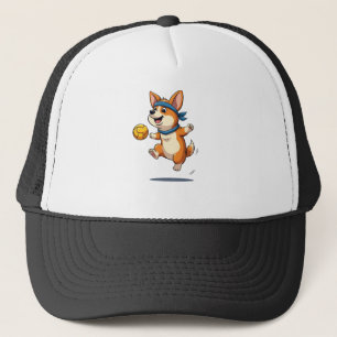 Casquette Illustration vintage de Corgi jouant au volley-bal