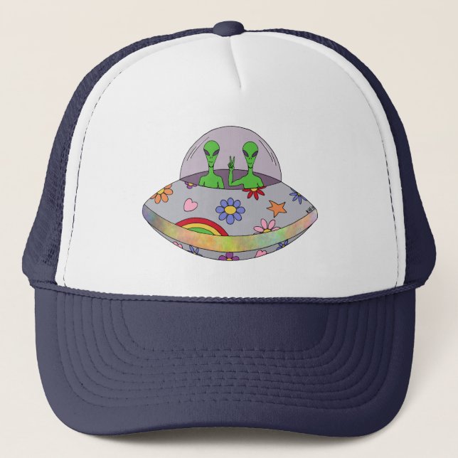 Casquette Ils viennent dans l'UFO de paix (Devant)