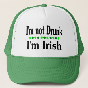 Casquette Im Im non ivre trèfles irlandais