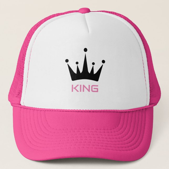 Casquette Image Couronne de texte rose blanc et rose chaud (Devant)