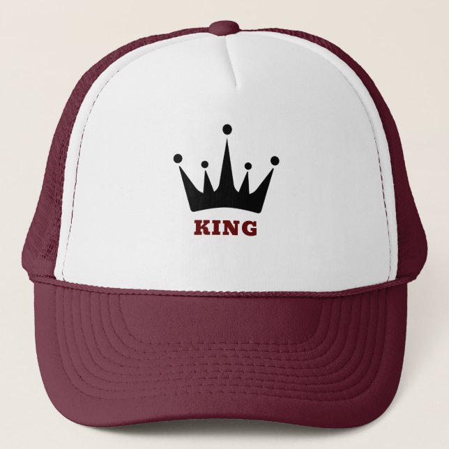 Casquette Image de couronne avec texte KING blanc et marron (Devant)
