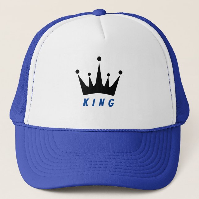 Casquette Image de couronne avec texte KING blanc et royal (Devant)