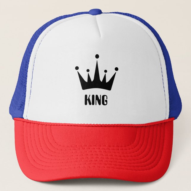 Casquette Image de couronne de texte de roi de couleur rouge (Devant)