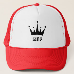 Casquette Image de couronne de texte KING rose rouge et blan