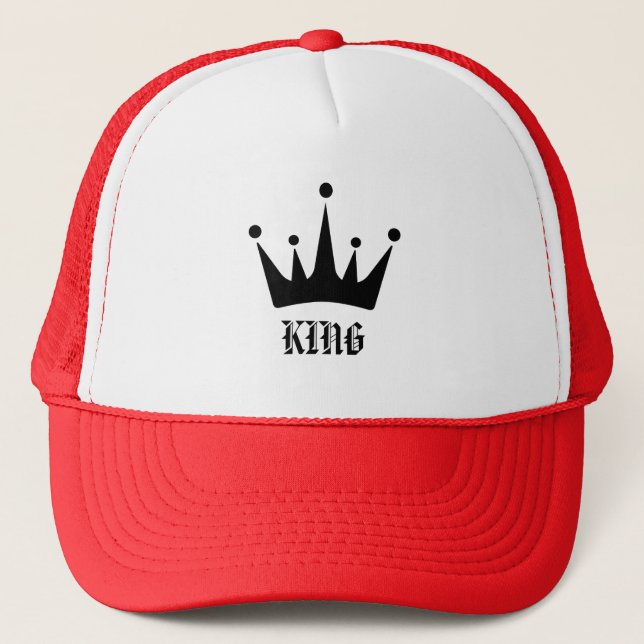 Casquette Image de couronne de texte KING rose rouge et blan (Devant)