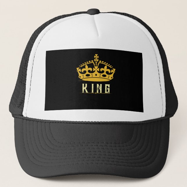 Casquette Image de couronne Texte ROI Style royal Blanc Casq (Devant)