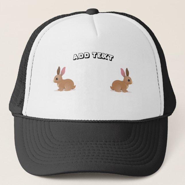 Casquette Image de lapin charmant avec ADD TEXT imprimé (Devant)