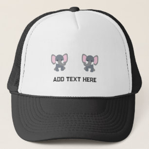 Casquette Image personnalisée d'éléphant mignon avec texte n