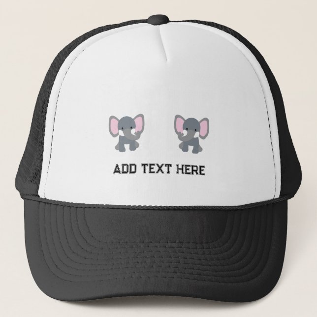 Casquette Image personnalisée d'éléphant mignon avec texte n (Devant)