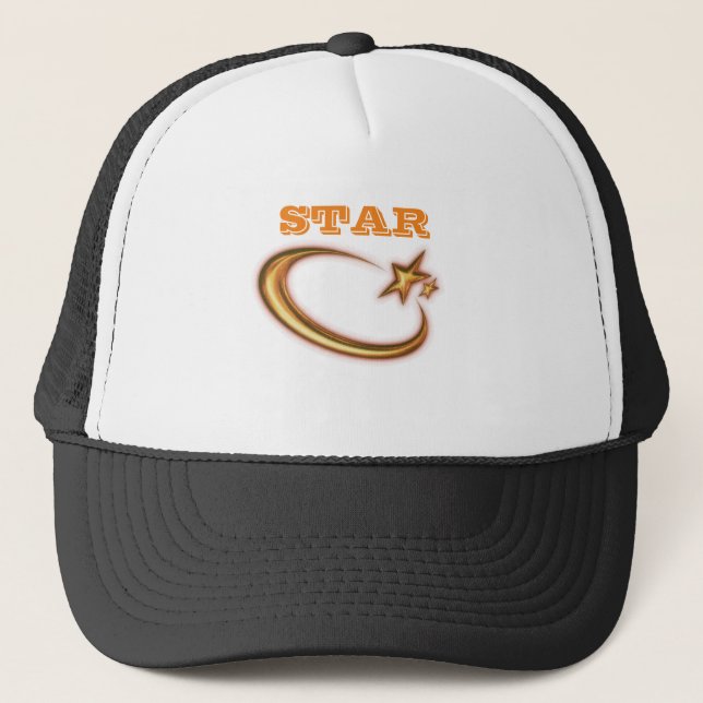 Casquette Image Star avec texte Star Blanc et noir (Devant)