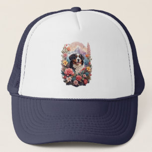 Casquette imaginaire floral 3D Bernese Mountain Dog Birds Vi